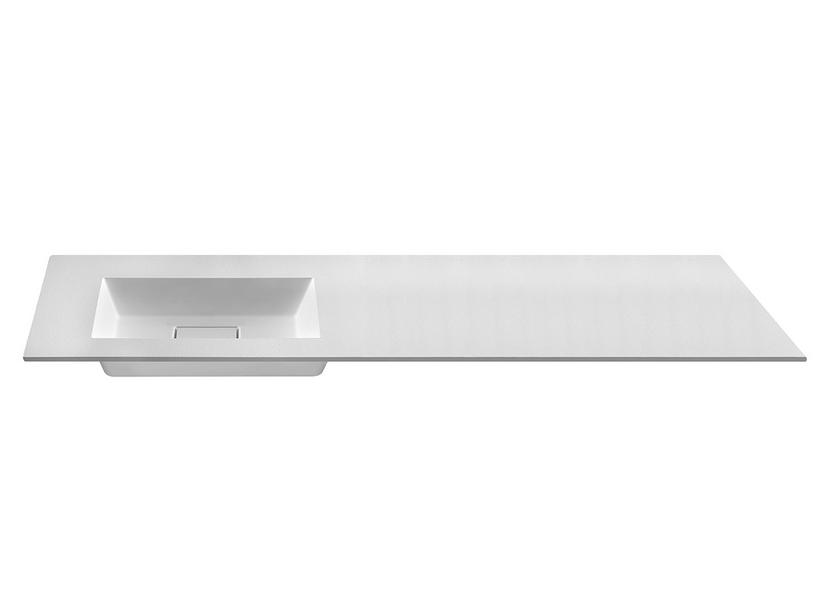 Plan vasque à encastrer Unitop HIDE PIETRA 190,5x51,5 gauche en marbre blanc semi-brillant | IperCeramica Plan vasque à encastrer Unitop HIDE PIETRA 190,5x51,5 gauche en marbre blanc semi-brillant | IperCeramica