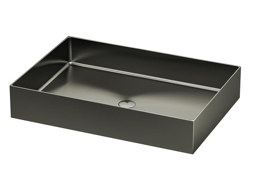 Vasque à poser Steel rectangulaire en inox finition PVD titane satiné | IperCeramica Vasque à poser Steel rectangulaire en inox finition PVD titane satiné | IperCeramica