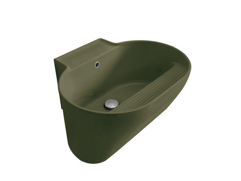 Lavabo bac à laver Tino 60x50 H30 vert bambou mat | IperCeramica Lavabo bac à laver Tino 60x50 H30 vert bambou mat | IperCeramica