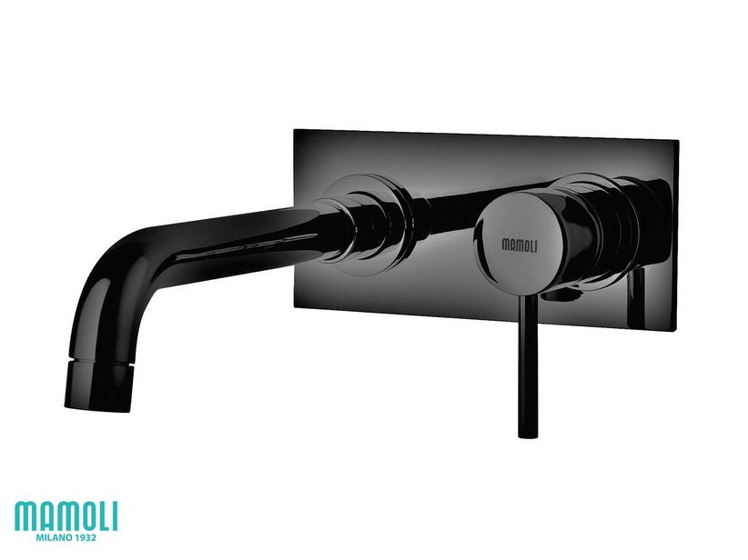 Mitigeur mural monocommande de lavabo avec plaque Pico noir mat | IperCeramica Mitigeur mural monocommande de lavabo avec plaque Pico noir mat | IperCeramica