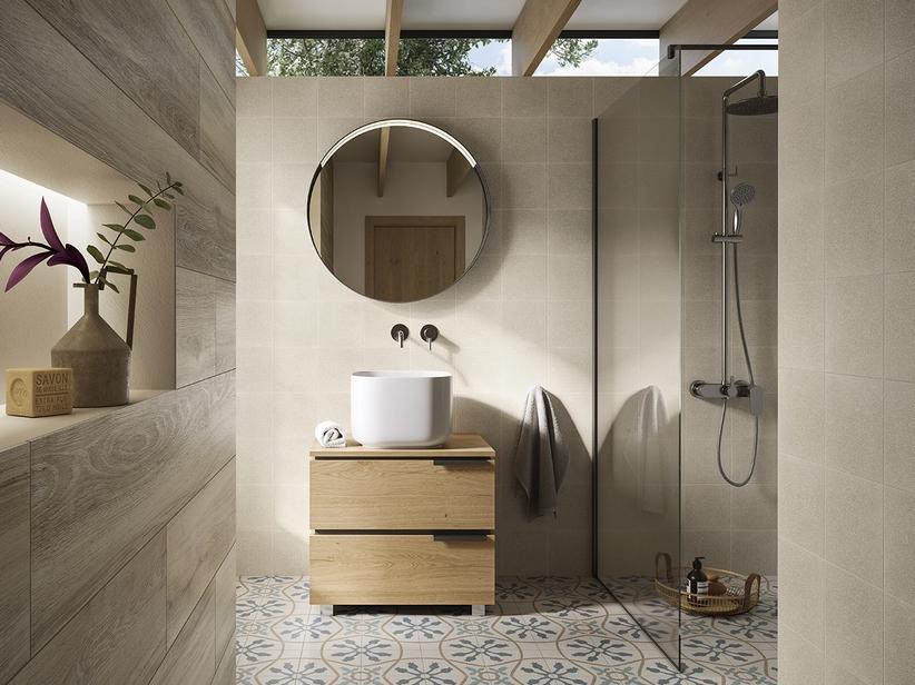 Meuble de salle de bain sur pied OXYGEN 70 cm H5 2 tiroirs et plateau 1,8 chêne nœuds | IperCeramica Meuble de salle de bain sur pied OXYGEN 70 cm H5 2 tiroirs et plateau 1,8 chêne nœuds | IperCeramica