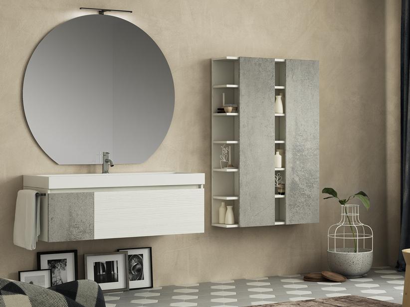 Meuble de salle de bains Qubo 120 cm blanc Matrix/gris oxyde avec plan de vasque Unitop | IperCeramica Meuble de salle de bains Qubo 120 cm blanc Matrix/gris oxyde avec plan de vasque Unitop | IperCeramica