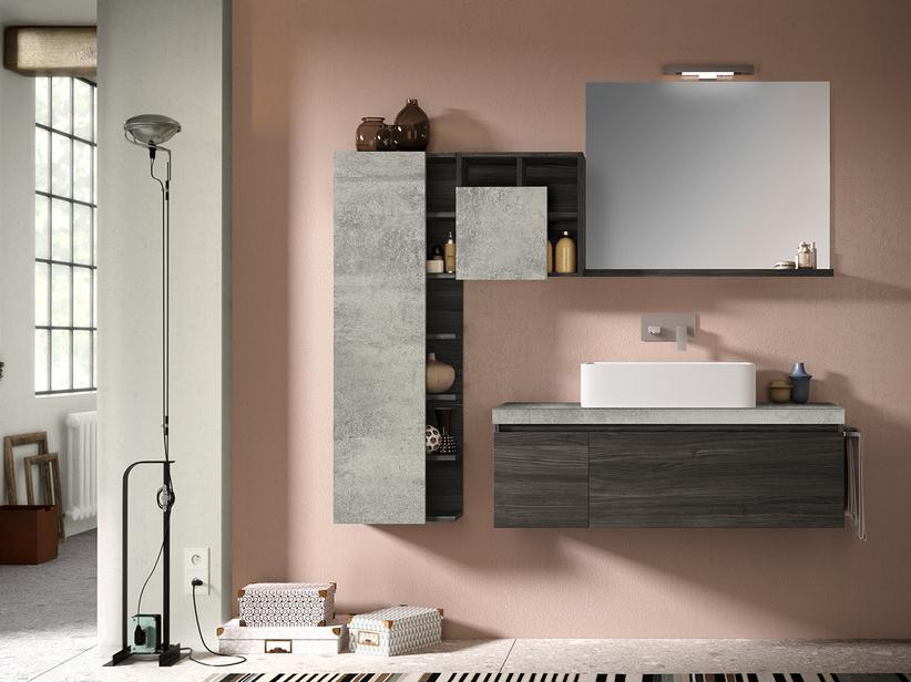 Meuble de salle de bains Qubo 120 cm Orme lave/Oxyde gris avec plan de lavabo | IperCeramica Meuble de salle de bains Qubo 120 cm Orme lave/Oxyde gris avec plan de lavabo | IperCeramica