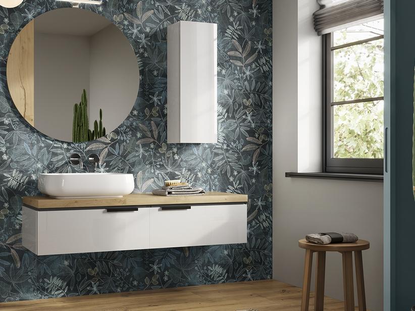 Meuble salle de bain TOUCH 140 cm avec 2 tiroirs et plateau en chêne à noeuds | IperCeramica Meuble salle de bain TOUCH 140 cm avec 2 tiroirs et plateau en chêne à noeuds | IperCeramica