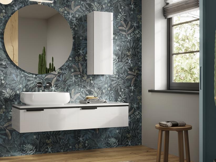 Meuble salle de bain TOUCH 140 cm avec 2 tiroirs et plateau en résine blanc mat | IperCeramica Meuble salle de bain TOUCH 140 cm avec 2 tiroirs et plateau en résine blanc mat | IperCeramica