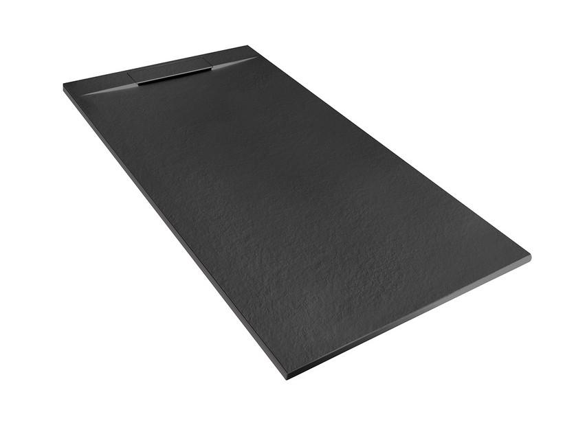 Receveur de douche Matic 70x140 en résine effet pierre bouchardée anthracite | IperCeramica Receveur de douche Matic 70x140 en résine effet pierre bouchardée anthracite | IperCeramica