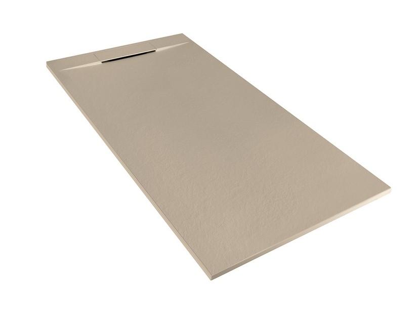 Receveur de douche Matic 70x140 en résine effet pierre bouchardée taupe | IperCeramica Receveur de douche Matic 70x140 en résine effet pierre bouchardée taupe | IperCeramica