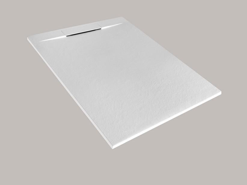 Receveur de douche Matic 80x100 en résine effet pierre bouchardée blanc | IperCeramica Receveur de douche Matic 80x100 en résine effet pierre bouchardée blanc | IperCeramica