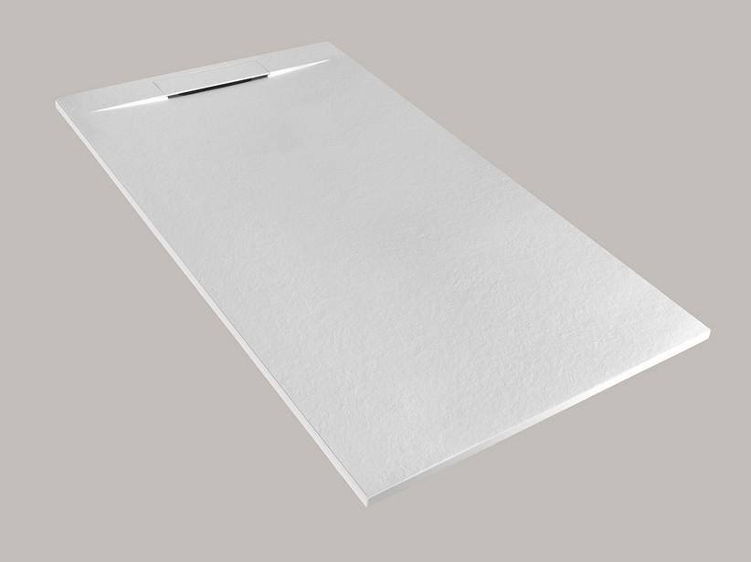 Receveur de douche Matic 80x150 en résine effet pierre bouchardée blanc | IperCeramica Receveur de douche Matic 80x150 en résine effet pierre bouchardée blanc | IperCeramica