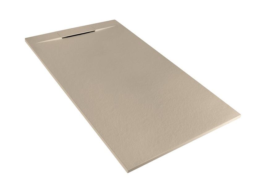 Receveur de douche Matic 80x140 en résine effet pierre bouchardée taupe | IperCeramica Receveur de douche Matic 80x140 en résine effet pierre bouchardée taupe | IperCeramica