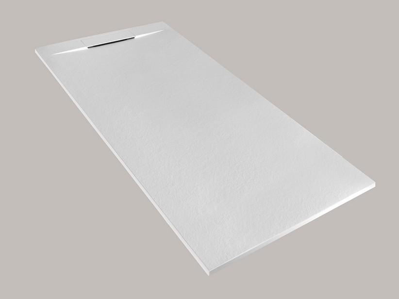 Receveur de douche Matic 80x160 en résine effet pierre bouchardée blanc | IperCeramica Receveur de douche Matic 80x160 en résine effet pierre bouchardée blanc | IperCeramica