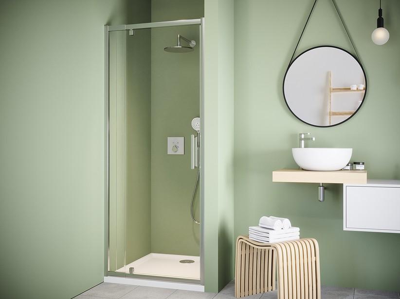 Porte de douche battante Brezza 90xH195 Ext 80/90 cm verre 6mm transparent chrome | IperCeramica Porte de douche battante Brezza 90xH195 Ext 80/90 cm verre 6mm transparent chrome | IperCeramica