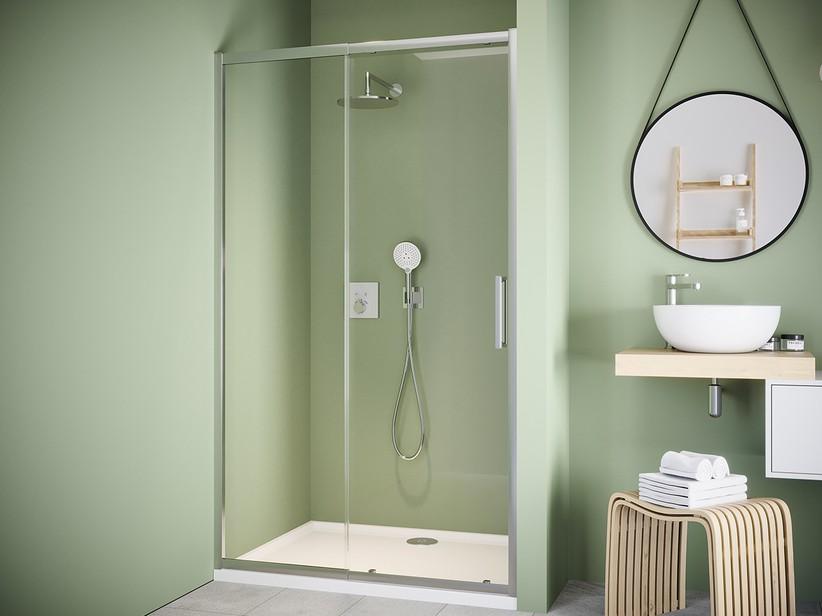 Porte de douche coulissante Brezza 100xH195 Ext 94/100 cm verre 6mm transparent chrome | IperCeramica Porte de douche coulissante Brezza 100xH195 Ext 94/100 cm verre 6mm transparent chrome | IperCeramica