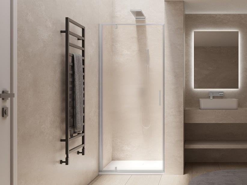 Porte de douche pivotante Dado 100xH200 Ext 97/99 cm ouverture à gauche verre satiné profilés chrome | IperCeramica Porte de douche pivotante Dado 100xH200 Ext 97/99 cm ouverture à gauche verre satiné profilés chrome | IperCeramica