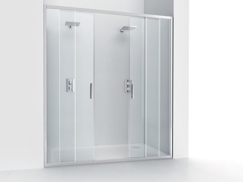 Porte de douche 2 portes coulissantes Nice 120 cm h195 Ext 116/120 verre 6 mm transparent chrome | IperCeramica Porte de douche 2 portes coulissantes Nice 120 cm h195 Ext 116/120 verre 6 mm transparent chrome | IperCeramica