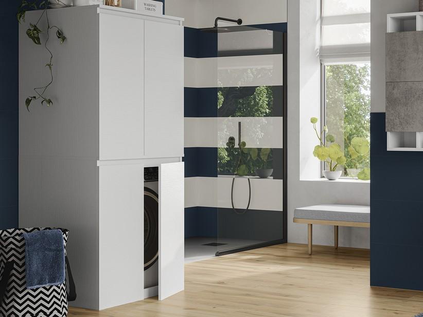 Meuble de salle de bains QUBO colonne buanderie (pour lave-linge et sèche-linge) 4 portes blanc matrix | IperCeramica Meuble de salle de bains QUBO colonne buanderie (pour lave-linge et sèche-linge) 4 portes blanc matrix | IperCeramica