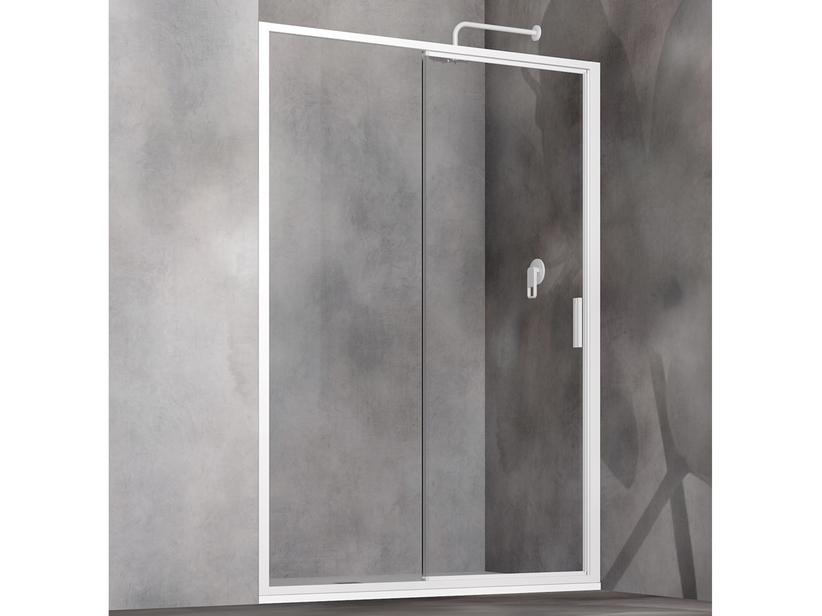 Porte douche Start 100 cm H190 Ext 96/102 à 1 battant coulissant verre transparent et profilé blanc brillant | IperCeramica Porte douche Start 100 cm H190 Ext 96/102 à 1 battant coulissant verre transparent et profilé blanc brillant | IperCeramica