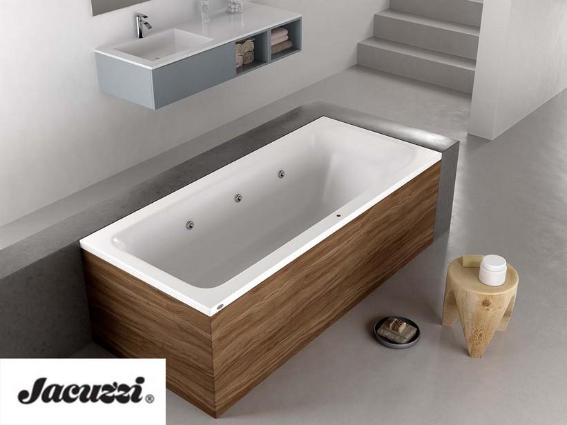 Baignoire balnéo Jacuzzi® Silk 180x80 dossier à droite 8 jets finition effet bois Dark Oak | IperCeramica Baignoire balnéo Jacuzzi® Silk 180x80 dossier à droite 8 jets finition effet bois Dark Oak | IperCeramica