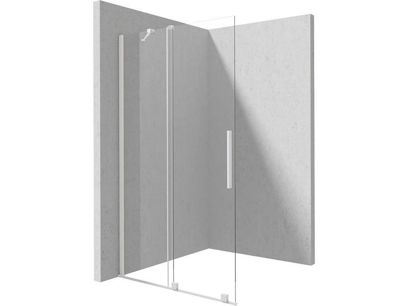Douche à l’italienne Prizma porte coulissante 100 cm H195 ext. 98-100 cm verre 6 mm transparent profilés blanc mat | IperCeramica Douche à l’italienne Prizma porte coulissante 100 cm H195 ext. 98-100 cm verre 6 mm transparent profilés blanc mat | IperCeramica