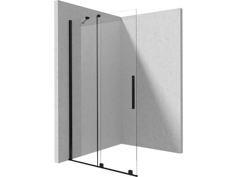 Douche à l’italienne Prizma porte coulissante 100 cm H195 ext. 98-100 cm verre 6 mm transparent profilés noir mat | IperCeramica Douche à l’italienne Prizma porte coulissante 100 cm H195 ext. 98-100 cm verre 6 mm transparent profilés noir mat | IperCeramica