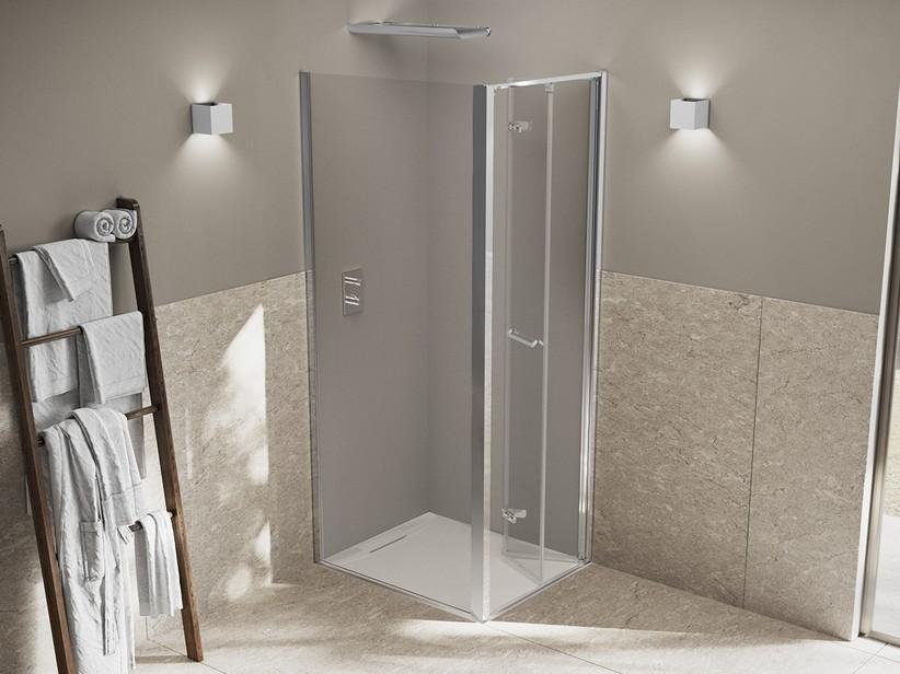 Cabine de douche Xeno 90x90 H200 Ext 86,5/90,5-87,5/91,5 porte pliante ouverture droite paroi fixe verre transp profilés chr. | IperCeramica Cabine de douche Xeno 90x90 H200 Ext 86,5/90,5-87,5/91,5 porte pliante ouverture droite paroi fixe verre transp profilés chr. | IperCeramica