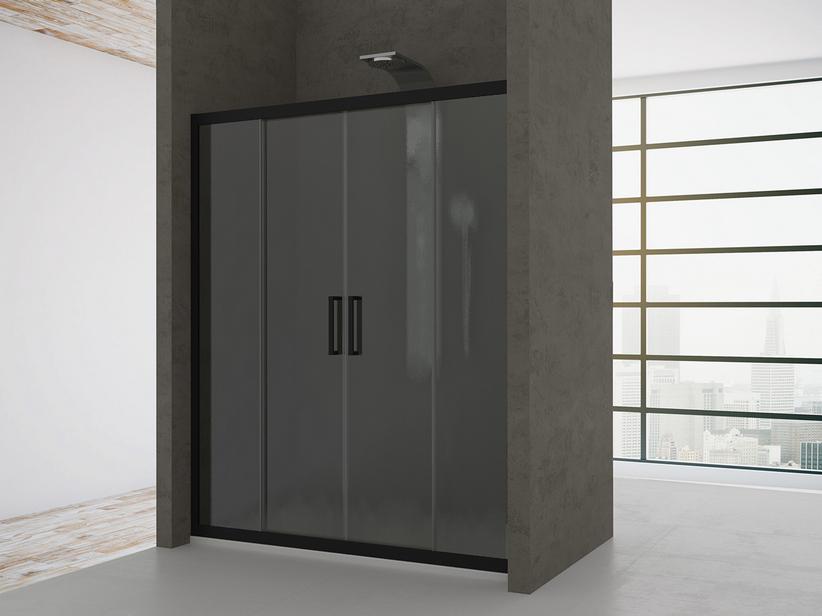 Portes de douche coulissantes Zen 120 cm h190 Réd 110/120 verre 6mm texturé noir mat | IperCeramica Portes de douche coulissantes Zen 120 cm h190 Réd 110/120 verre 6mm texturé noir mat | IperCeramica