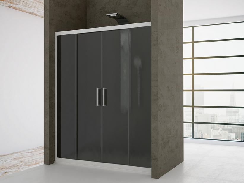 Portes de douche coulissantes Zen 120 cm h190 Réd 110/120 verre 6mm texturé blanc mat | IperCeramica Portes de douche coulissantes Zen 120 cm h190 Réd 110/120 verre 6mm texturé blanc mat | IperCeramica